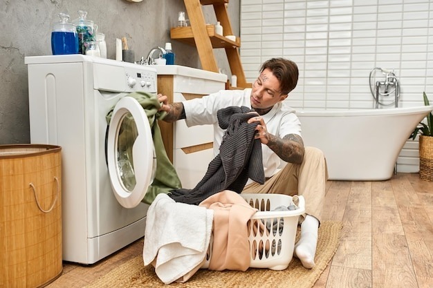Man washing laundry at home cost